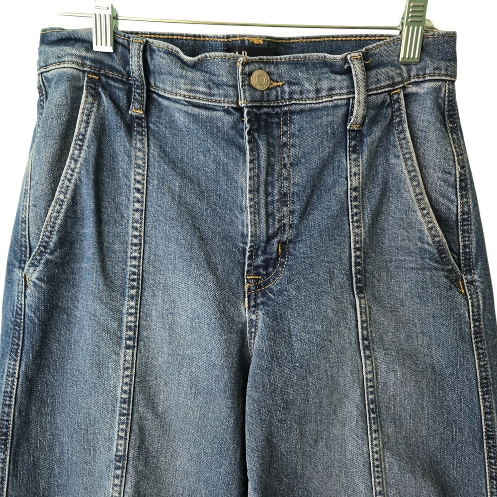 GAP Women's Denim High Rise Wide Leg Crop Dark Wash Seam Jeans 4/27R 733293-00 - Picture 13 of 15